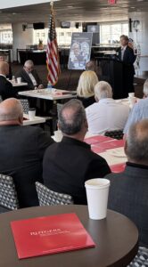 Rutgers Miller Center in front of audience with speaker colonel Hengemuhle at podium